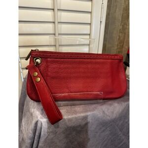 Hobo Red Polished Leather Wristlet‎ Clutch NWOT